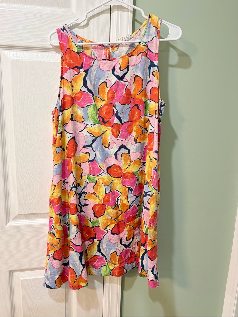 C&C California Sleeveless Floral Print Linen Mini Shift Dress